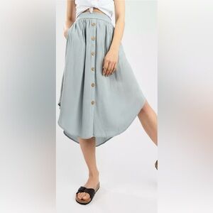 Rip Curl Light Blue Classic Surf Gauze  Midi Skirt Size Small